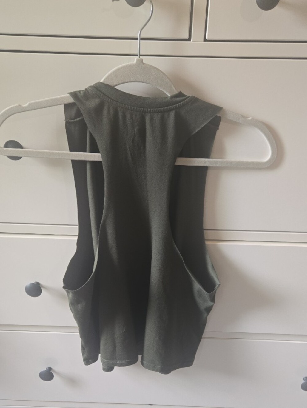 Born Primitive Subtle Flex Muscle Crop Tank- Olive Green - Picture 4 of 4